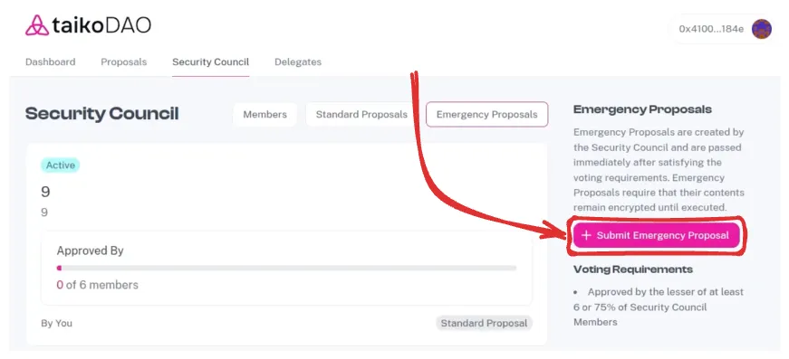 Emergency Proposals tab