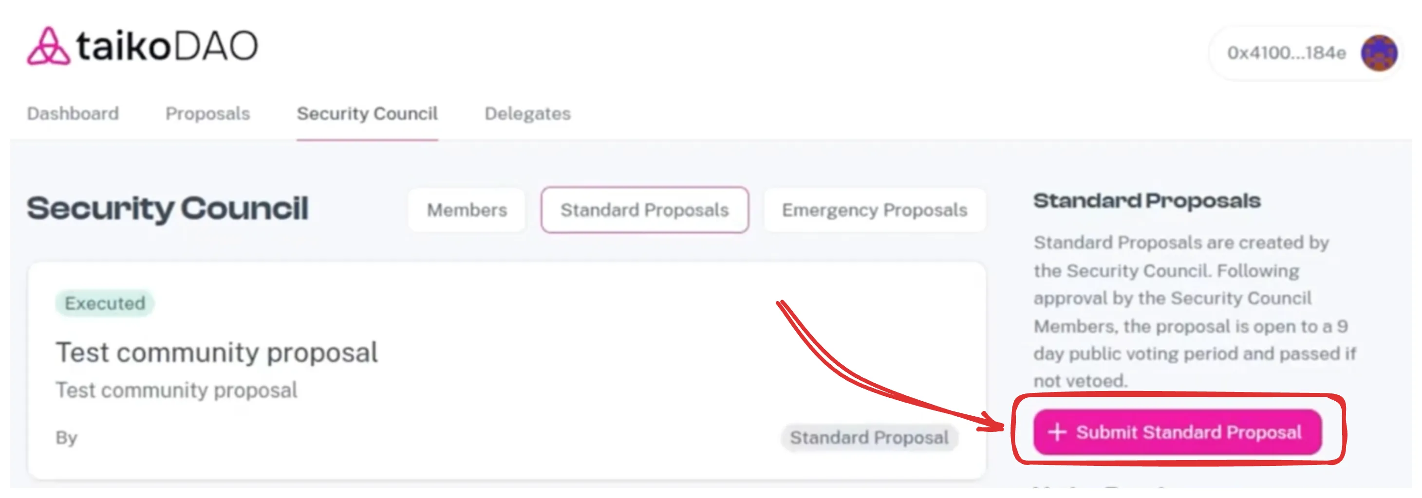 Standard Proposals tab